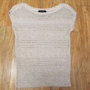 WHBM Gold Shimmer Open Knit ShortSlv Sweater Small